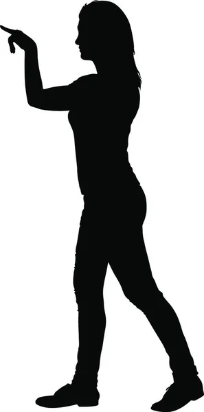 Silhouette Personnes Avec Une Main Levée Sur Fond Blanc Silhouette — Image vectorielle