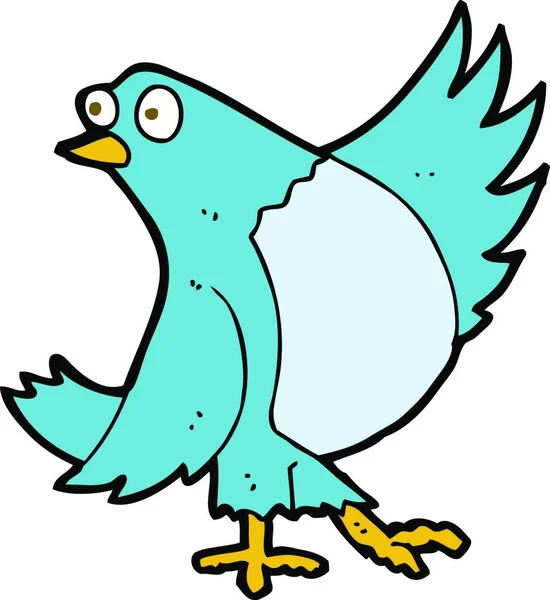 Cartoon Blauvogel Auf Weißem Hintergrund — Stockvektor