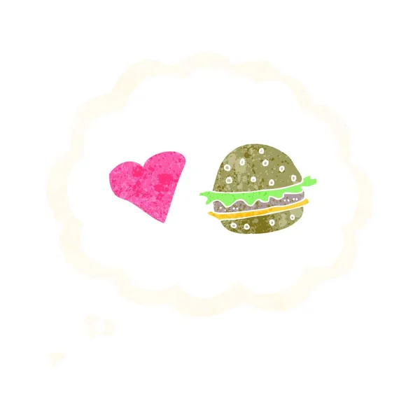 Cartoon Hamburger Mit Gedankenblase — Stockvektor