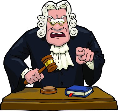 Cartoon judge accuses on a white background vector illustration clipart