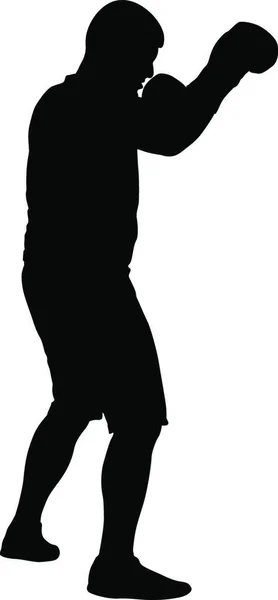 Schwarze Silhouette Eines Athleten Boxer Auf Weißem Hintergrund Schwarze Silhouette — Stockvektor