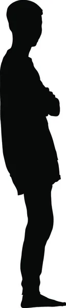 Zwarte Silhouet Man Staande Mensen Witte Achtergrond Zwarte Silhouet Man — Stockvector