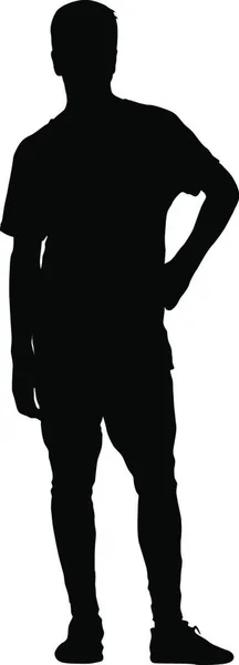 Silhouette Noire Homme Debout Les Gens Sur Fond Blanc Silhouette — Image vectorielle