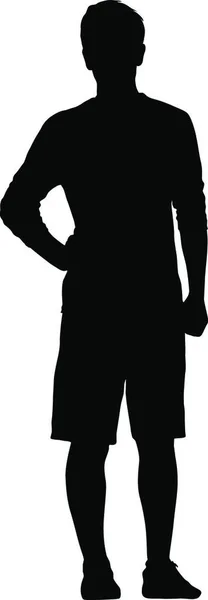 Μαύρος Άνθρωπος Σιλουέτα Στέκεται Άνθρωποι Λευκό Φόντο Μαύρος Άνθρωπος Σιλουέτα — Διανυσματικό Αρχείο