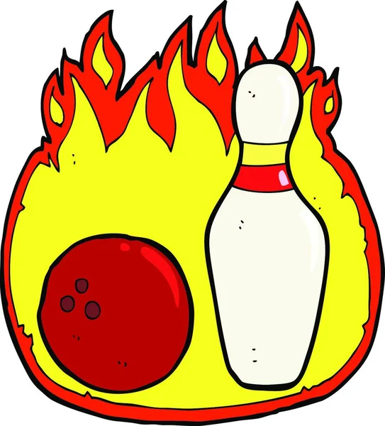 火のついた10ピンボーリング漫画のシンボル — ストックベクタ