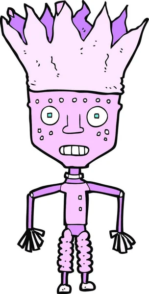 Engraçado Robô Dos Desenhos Animados Usando Coroa —  Vetores de Stock