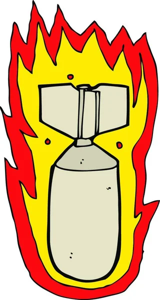 Cartoon Flaming Bomb Illustration White Background — Stock Vector