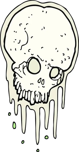 Desenho Animado Crânio Assustador Ilustração Fundo Branco —  Vetores de Stock