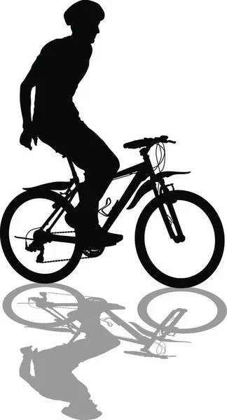 Silhouette Cyclist Male White Background Silhouette Cyclist Male White Background — Stock Vector