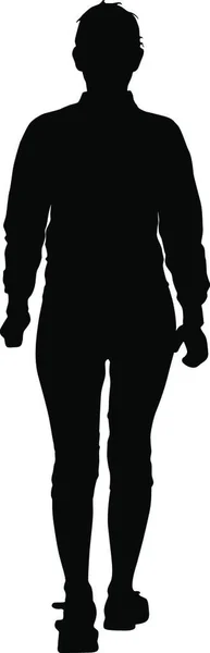 Silhouette Noire Femme Debout Les Gens Sur Fond Blanc Silhouette — Image vectorielle