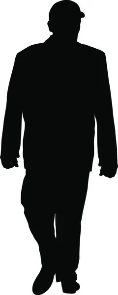 Uomo Dalla Silhouette Nera Piedi Persone Sfondo Bianco Nero Silhouette — Vettoriale Stock