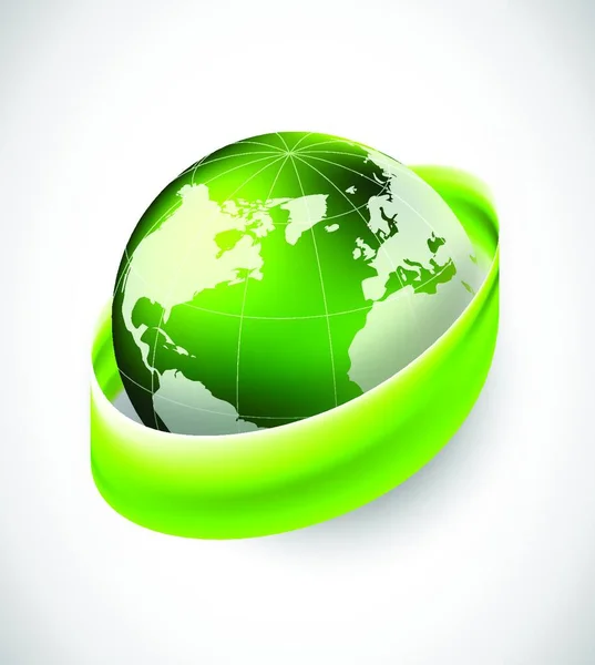 Groene Globe Vector Groene Bol Met Groen Lint Ecologie Vector — Stockvector