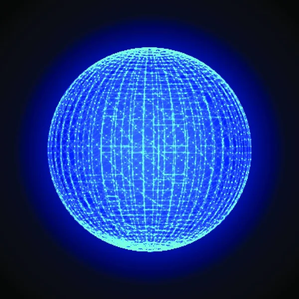 Three Dimensional Sphere Sphere Blue Color Networking Space Futuristic Concept — Stock Vector