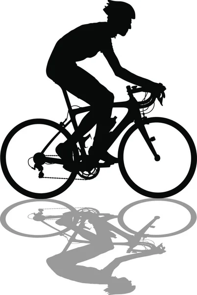 Silhouette Cyclist Male White Background Silhouette Cyclist Male White Background — Vector de stock