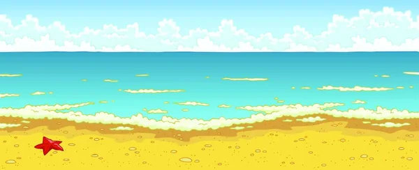 Paisaje Mar Playa Dibujos Animados Vector Fondo — Vector de stock
