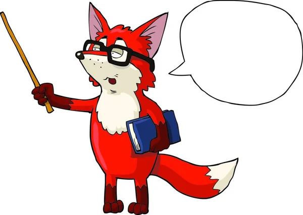 Professeur Fox Avec Une Illustration Vectorielle Pointeur — Image vectorielle