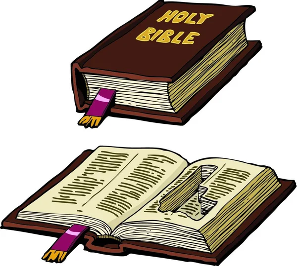 Bijbel Met Een Schuilplaats Voor Een Pistool Vector Illustratie — Stockvector