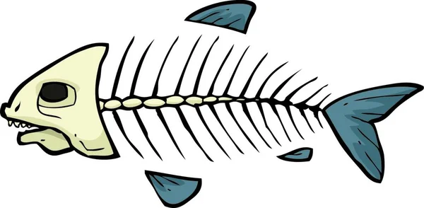 Beyaz Arkaplan Vektör Illüstrasyonunda Karalama Balık Iskeleti — Stok Vektör