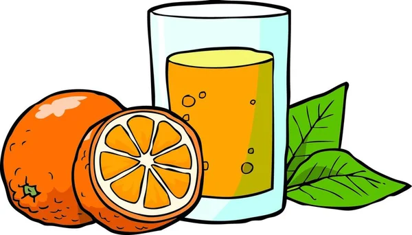 Illustration Vectorielle Jus Orange Frais Gribouille Bande Dessinée — Image vectorielle