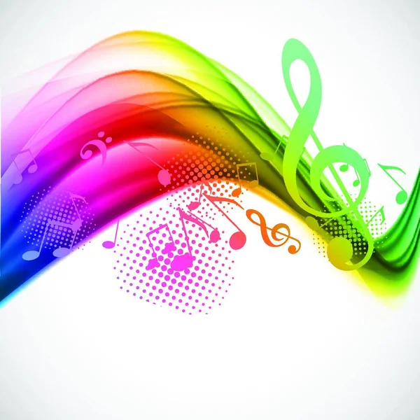 Fond Musical Ondulé Coloré Avec Des Notes Clef — Image vectorielle
