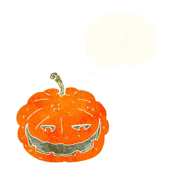 Tecknad Halloween Pumpa Med Tanke Bubbla — Stock vektor