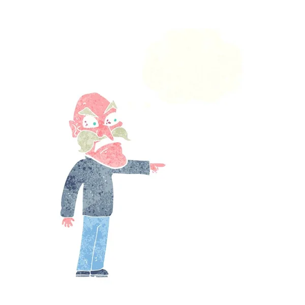 Hombre Viejo Furioso Dibujos Animados Con Burbuja Pensamiento — Archivo Imágenes Vectoriales