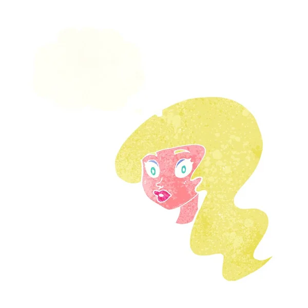 Мультфильм Довольно Женское Лицо Мыслепузырём — стоковый вектор