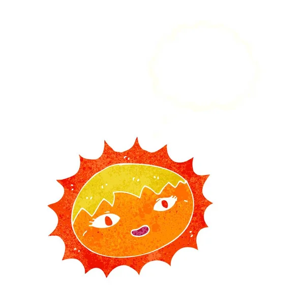 Мультфильм Довольно Солнце Мыслей Пузырь — стоковый вектор