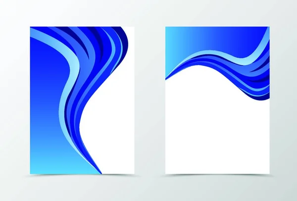 フライヤーテンプレートデザイン 青い色のフライヤーテンプレートデザイン アブストラクトフライヤーテンプレートベクトルイラスト 波状ブルーテンプレート — ストックベクタ