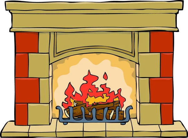 Fireplace White Background Vector Illustration — Stock Vector