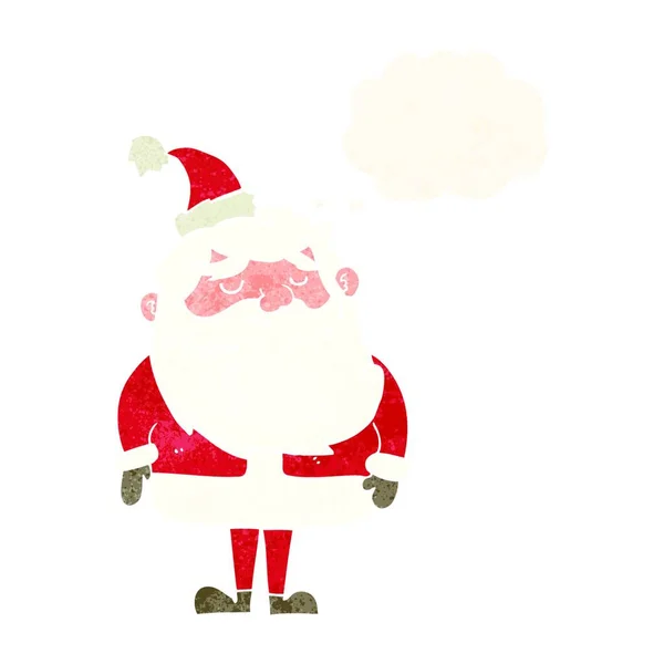 Cartoon Santa Claus Met Gedachte Zeepbel — Stockvector