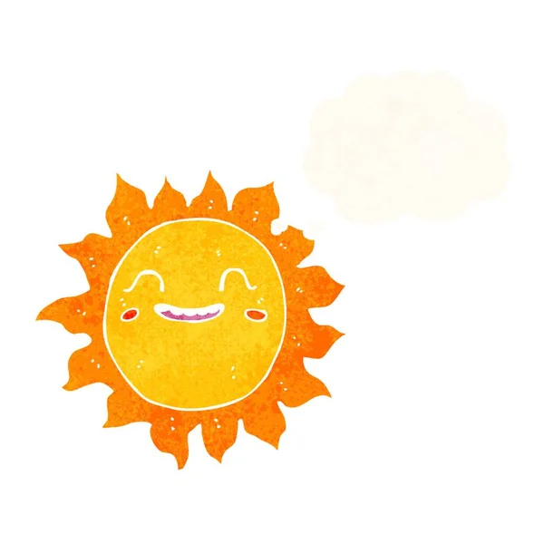 Cartoon Happy Sun Thought Bubble — Stock Vector