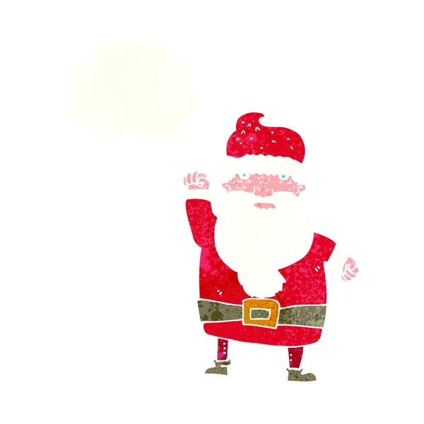 Dessin Animé Santa Claus Colère Avec Bulle Pensée — Image vectorielle