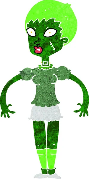 Dessin Animé Zombie Monstre Femme — Image vectorielle