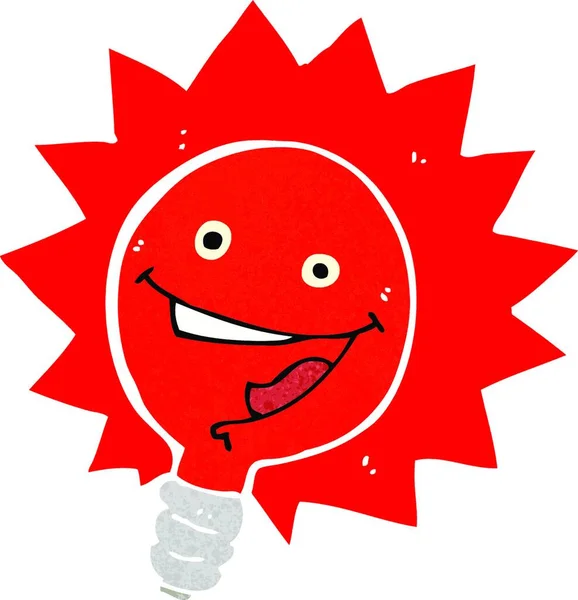 快乐闪烁着的红色灯泡卡通片 — 图库矢量图片