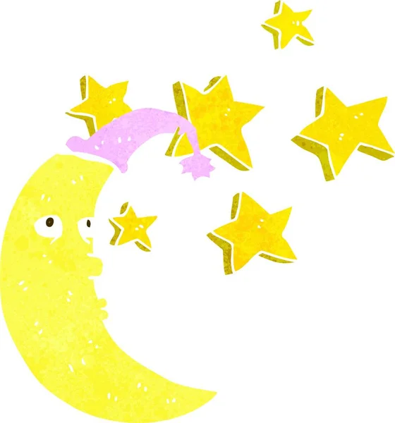 Dibujos Animados Luna Dormida Aislados Sobre Fondo Blanco — Vector de stock