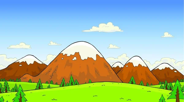 Paisagem Montanha Com Pinheiros Ilustração Vetorial —  Vetores de Stock