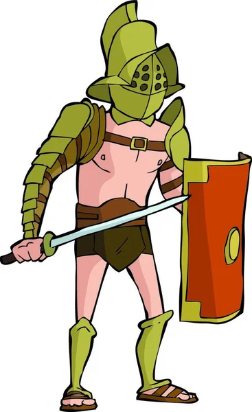 Romerska Gladiator Vit Bakgrund Vektor Illustration — Stock vektor