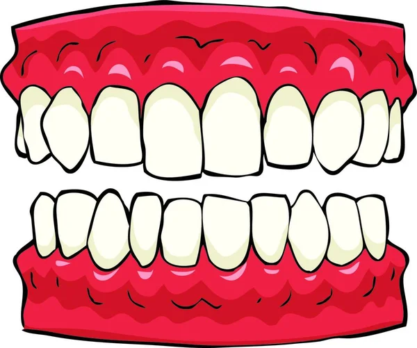 Falsi Denti Sfondo Bianco Illustrazione Vettoriale — Vettoriale Stock