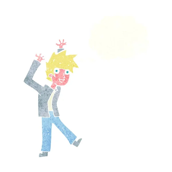 Cartoon Aufgeregter Junge Mit Gedankenblase — Stockvektor