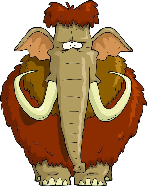 Shaggy Mammoth Sfondo Bianco Illustrazione Vettoriale — Vettoriale Stock