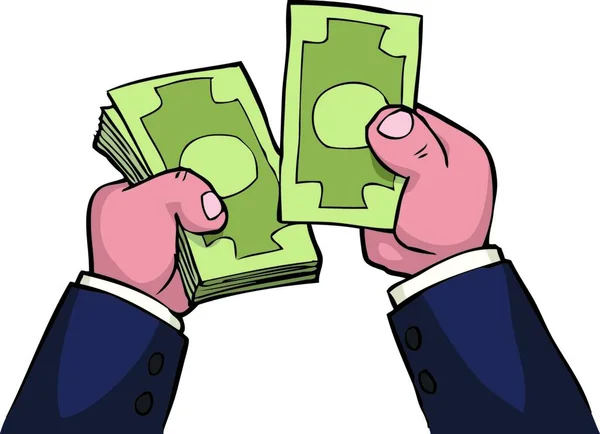 Cartoon Hands Feel Money Vector Illustration — Stock Vector