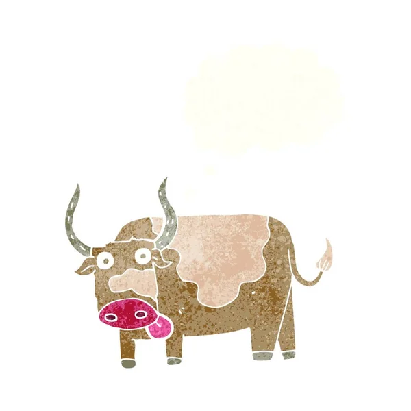 带有思想泡沫的卡通人物公牛 — 图库矢量图片