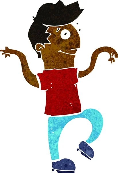 Desenho Animado Homem Feliz Fazendo Dança Engraçada — Vetor de Stock