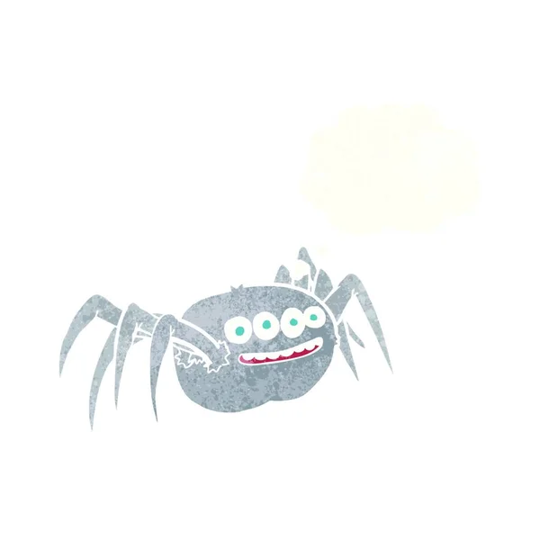Kreslený Strašidelný Pavouk Myšlenkovou Bublinou — Stockový vektor