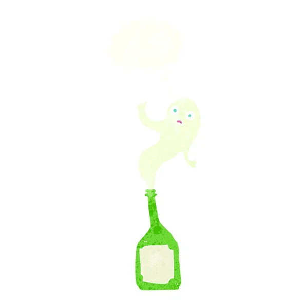 Fantasma Dibujos Animados Botella Con Burbuja Pensamiento — Vector de stock