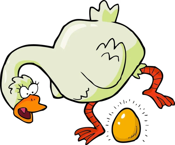 漫画のガチョウは黄金の卵のベクトルのイラスト — ストックベクタ