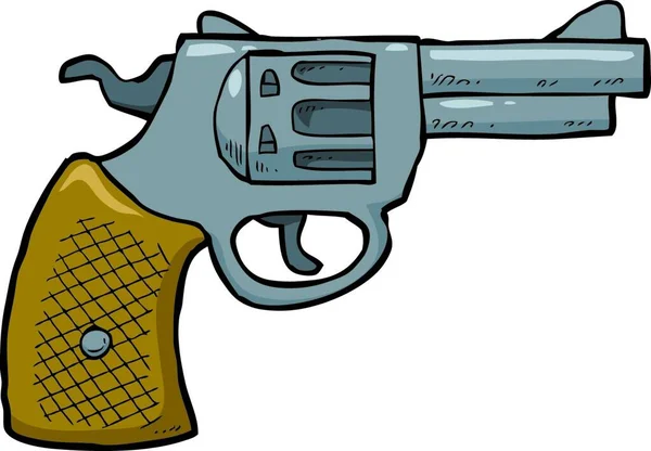 Cartoon Doodle Revolver Pistole Auf Weißem Hintergrund Vektor Illustration — Stockvektor