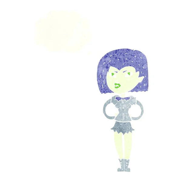 Chica Vampiro Dibujos Animados Con Burbuja Pensamiento — Vector de stock