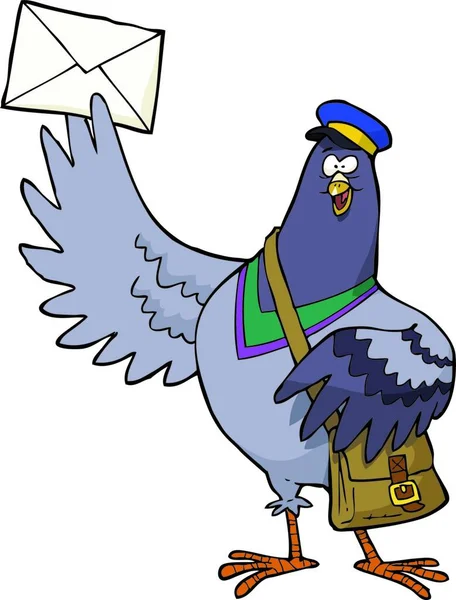 Cartoon Post Pigeon White Background Vector Illustration — Stock Vector